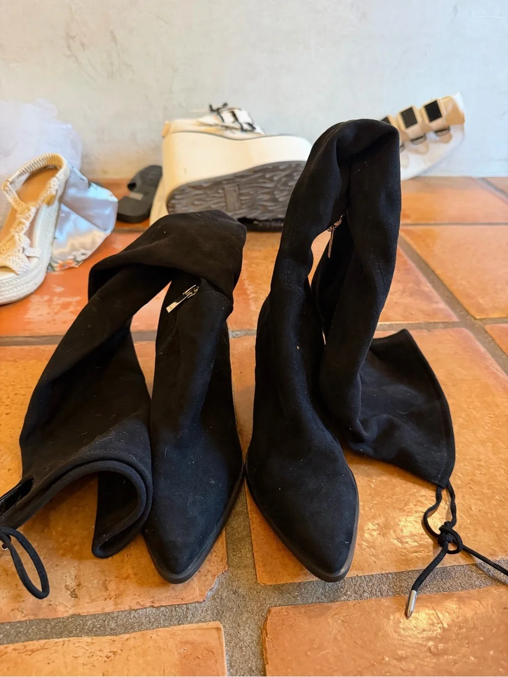 Marc Fisher Black Over-the-Knee Pointed Toe Stretch Boots